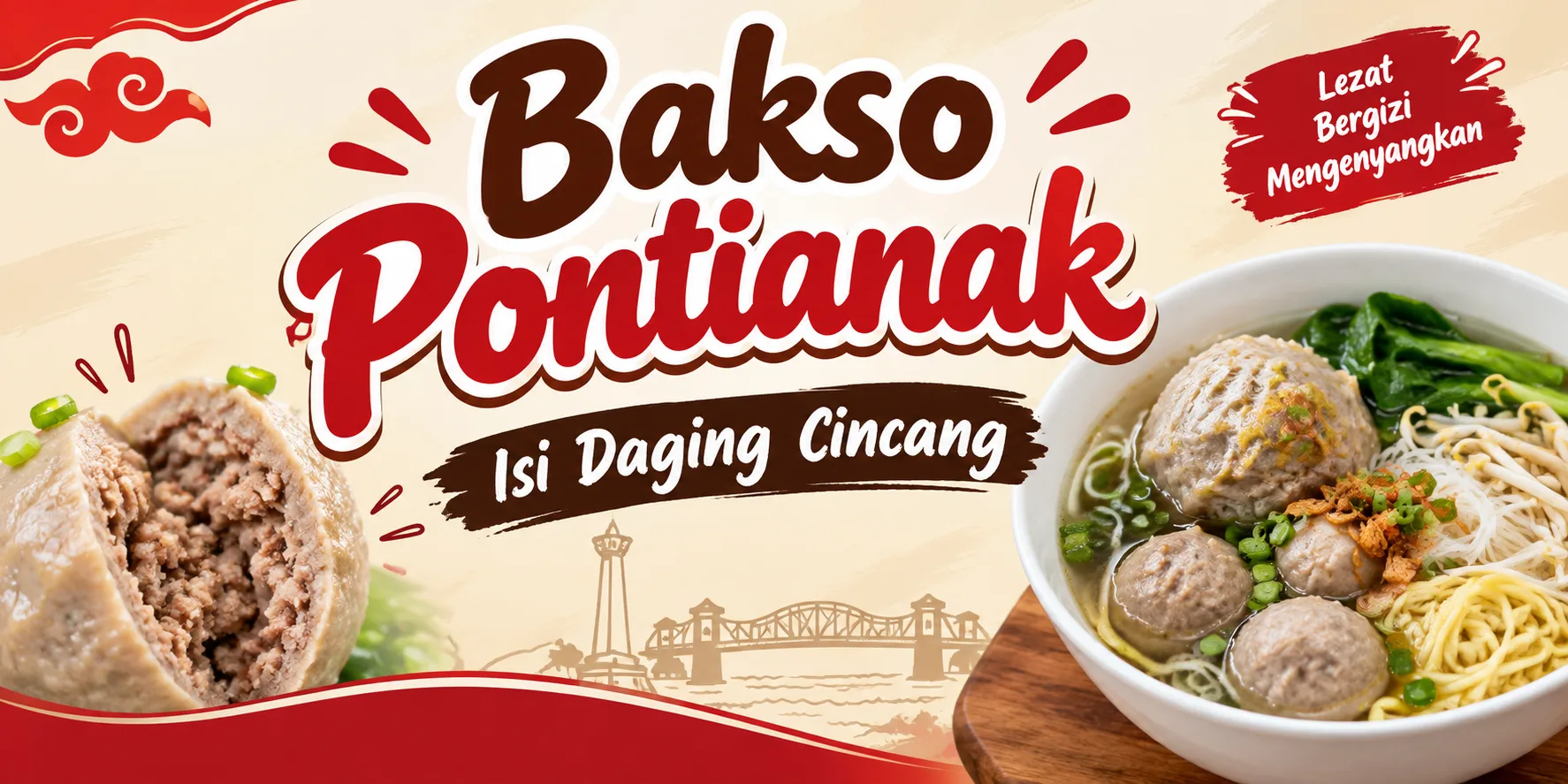 Logo Kedai bakso Pontianak A three