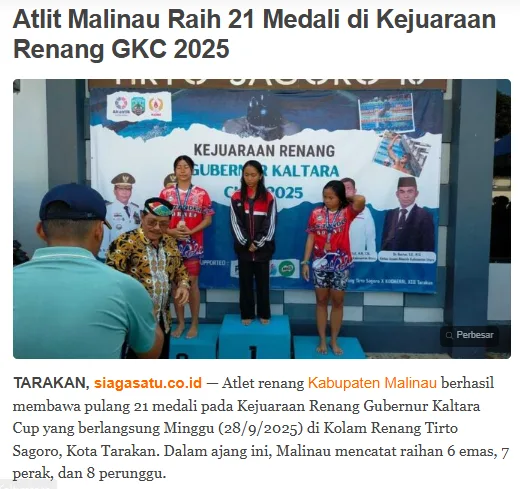 Atlit Malinau Raih 21 Medali di Kejuaraan Renang GKC 2025